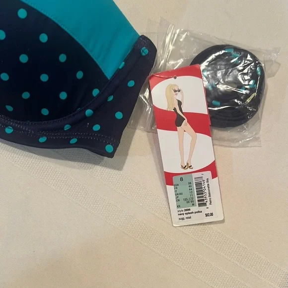 SPANX Polka Dot Underwire Bikini Top - Blue - Picture 3 of 4